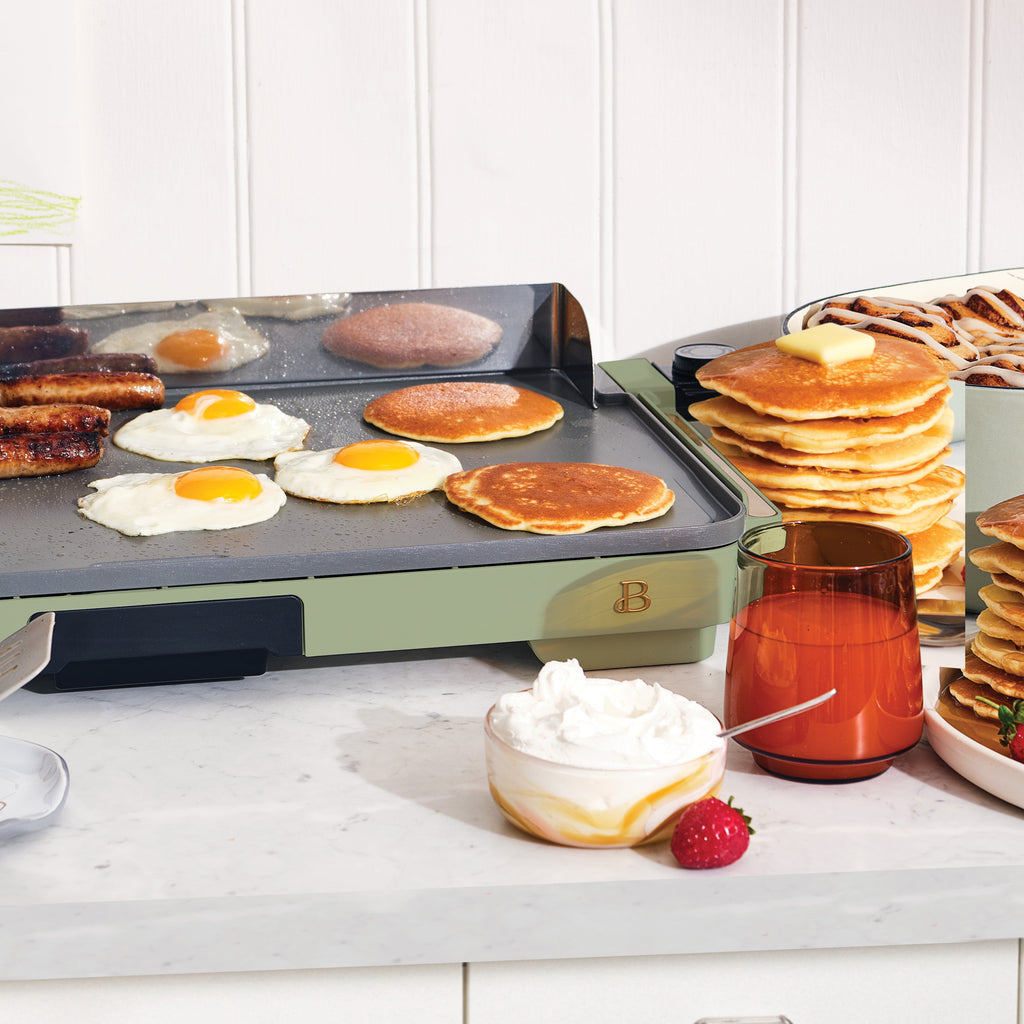 XL Electric Griddle 12" x 22," Non-stick, Sage Green - Image 3