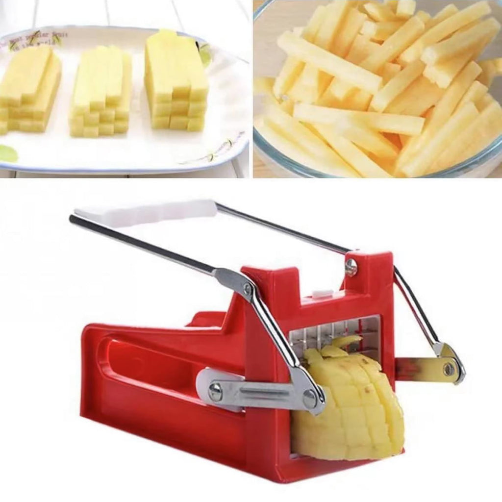 3-in-1 Potato Chipper & Vegetable Dicer | Manual French Fry Cutter with 2 Interchangeable Stainless Steel Blades | Re... - Image 4
