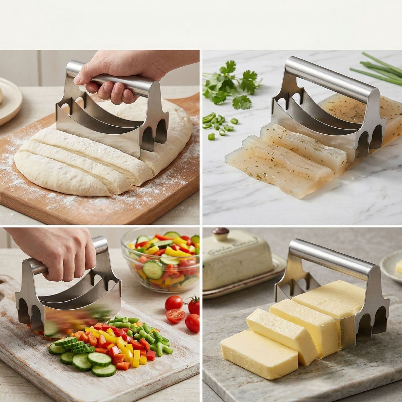 1 Pack Stainless Steel Rocking Chopper, Kitchen Tool for Cutting Herbs, Vegetables, and Food Prep - Image 3