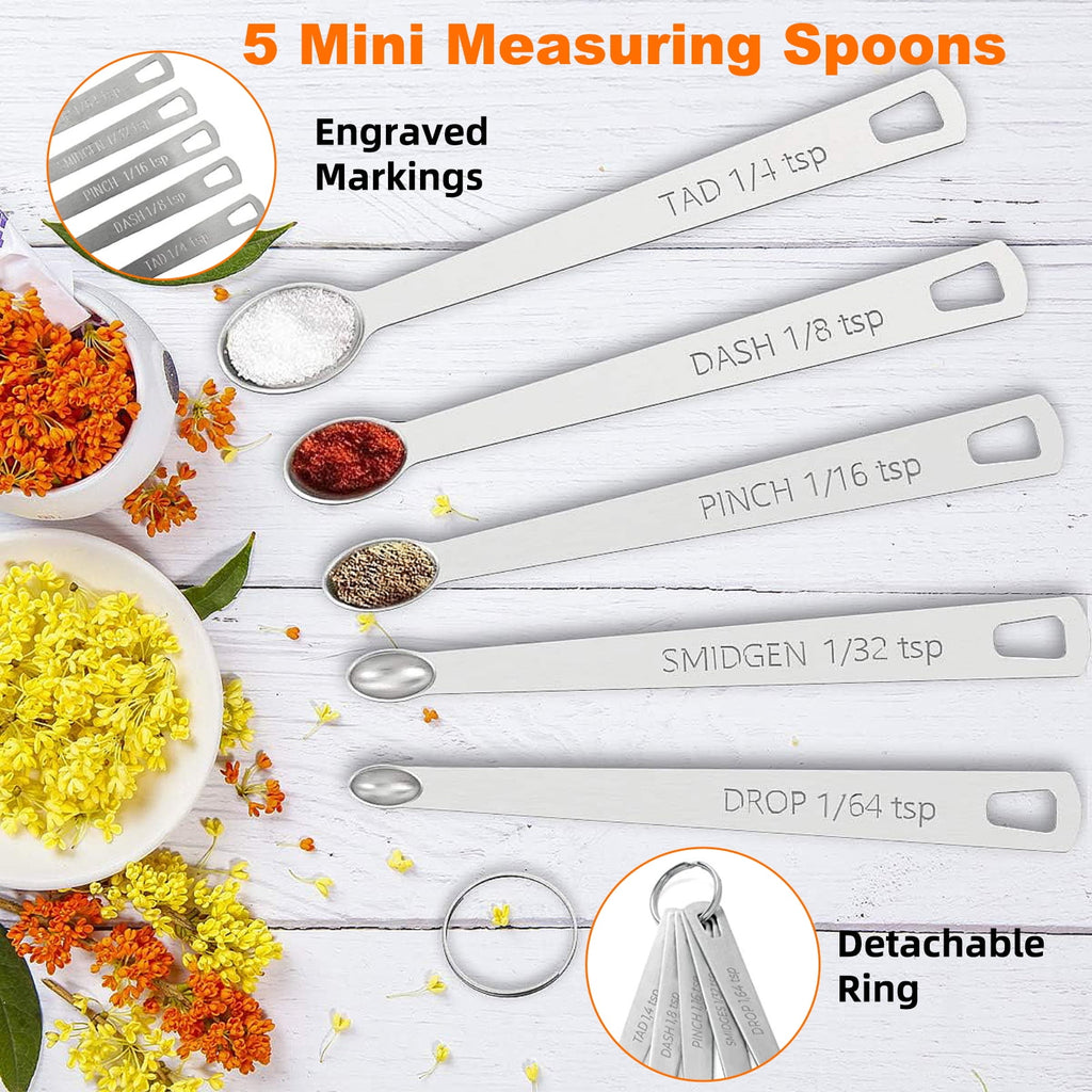 Measuring Cups and Spoons Set of 15, Kitchen Measuring Tool with Colored Silicone Handle, Including 5 Nesting Measuri... - Image 3