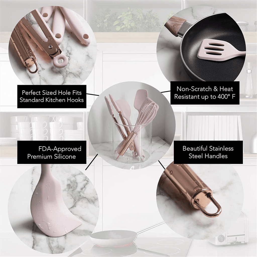 Silicone Cooking Utensils Kitchen Utensil Set for Nonstick Cookware - Image 4