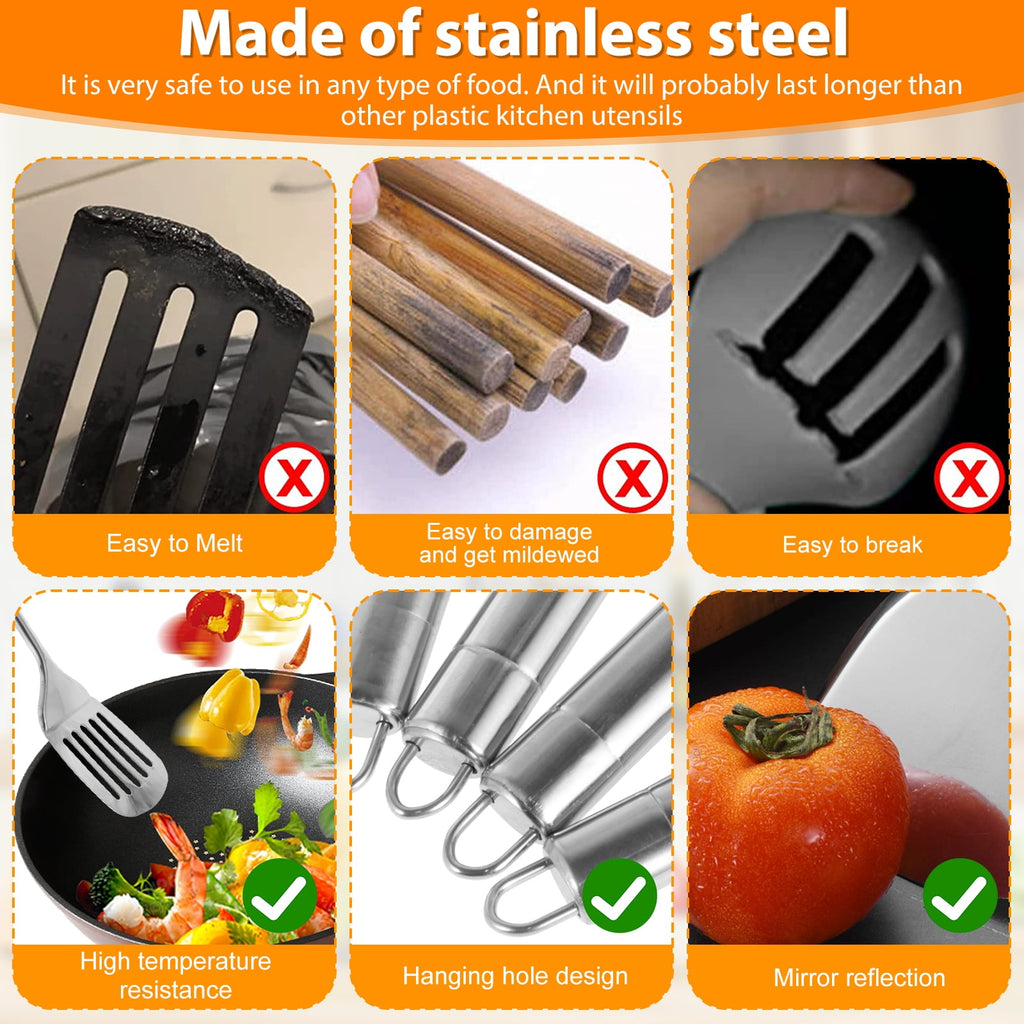 5pcs Kitchen Tools and gadgets Cooking Utensils Set Stainless Steel Spoons Spatula Set with Heavy-Duty Washable Utens... - Image 2