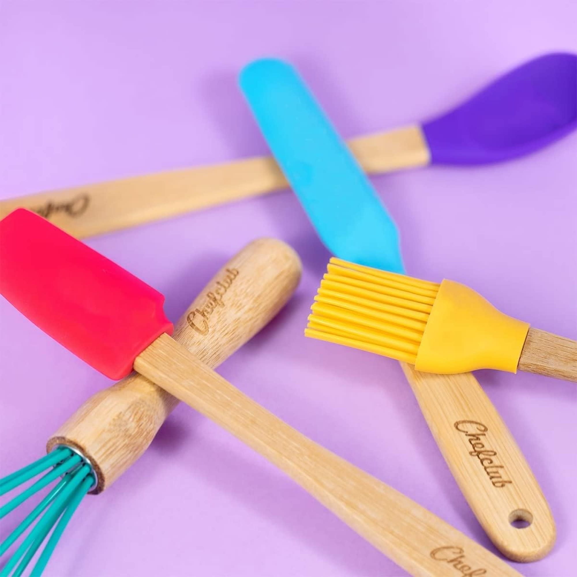 Chefclub Kids Cooking 5-Piece Utensils Set Heat Resistant Non Stick Silicone for Kids and Beginner Cooking, Kitchen & Cookware Gadgets - Coo - Image 6
