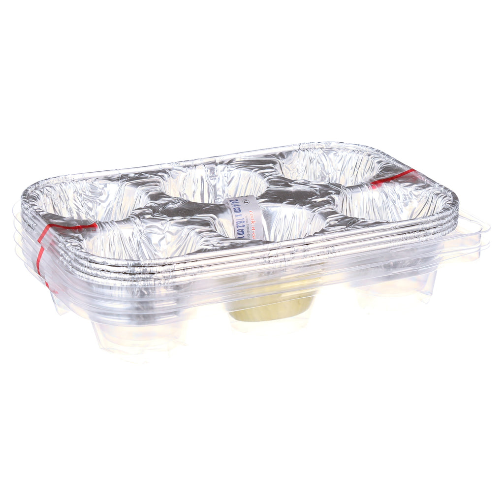 6 Cup Aluminum Muffin Pan with Liners and Lid (4 Pack) - Image 5