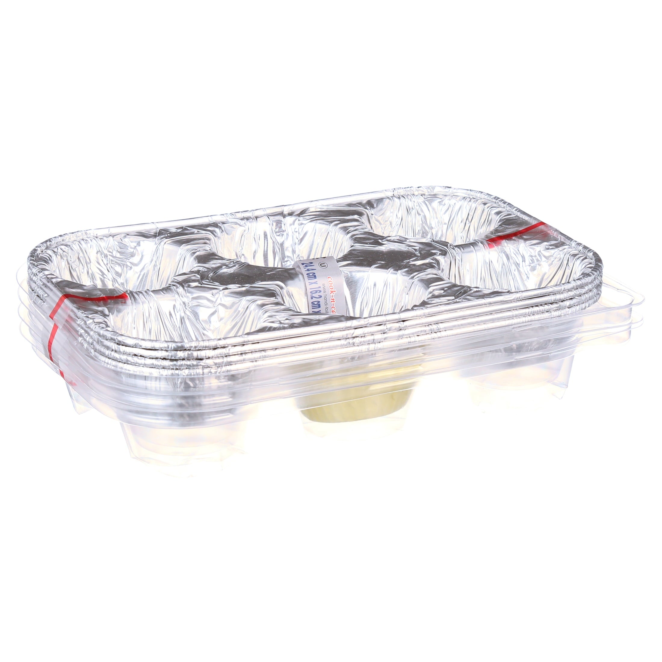 6 Cup Aluminum Muffin Pan with Liners and Lid (4 Pack) - Image 5