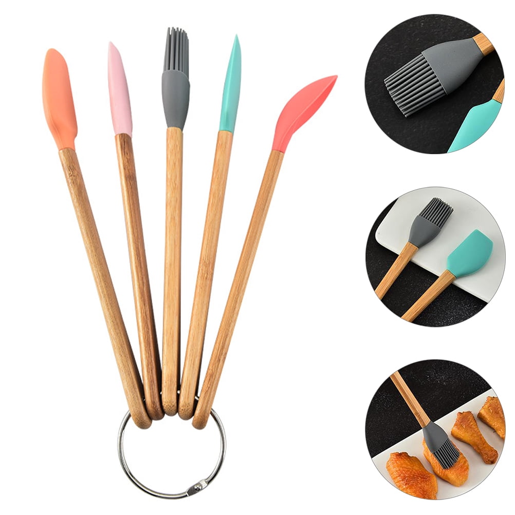 5Pcs Childrens Kitchen Utensil Set for Baking and Cooking with Silicone Spatulas and Oil Brushes - Image 5