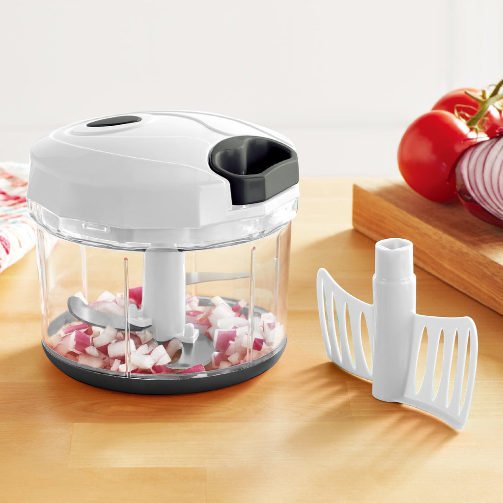 1qt Pull Chopper, free , SS Blades, Food Contact Safe Material , White & Grey, Weight 320g - Image 4