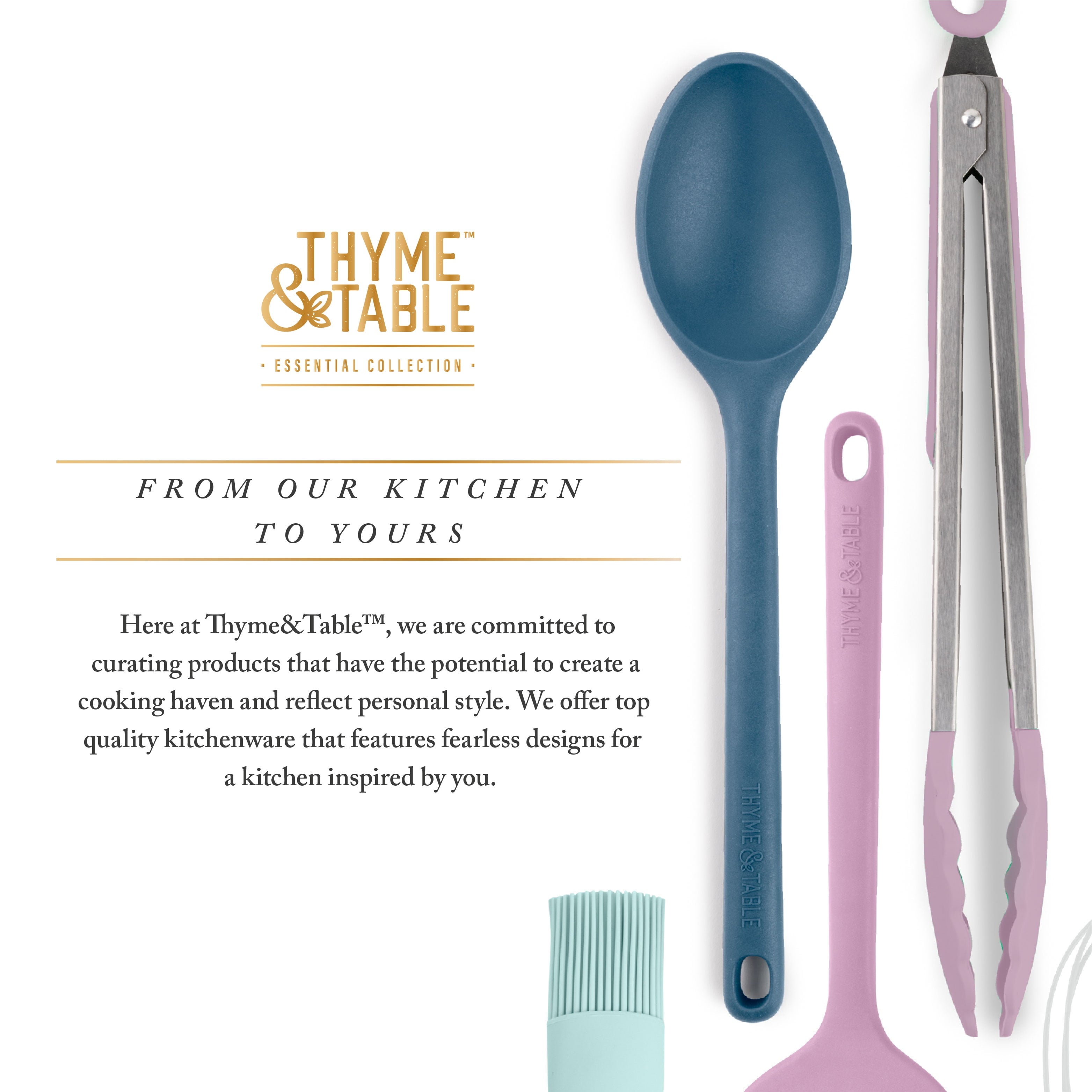 Silicone Utensils, 5-Piece Set, Tongs, Basting Brush, Spatula, Turner, Spoon - Image 6