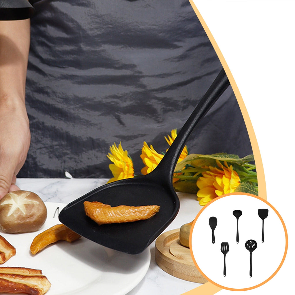 IPEWLEX Multifunctional Kitchenware Five Piece Set - Heat Resistant Silicone Utensils for Cooking, Easy to Clean, Safe for All Cookware - Bl - Image 4