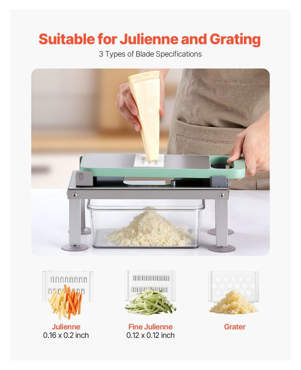 Slicer, 8 Blades Food Cutter for Kitchen - All-in-1 Veggie with Container, Stainless Steel Blades, Dicer, Slicer & Ju... - Image 5