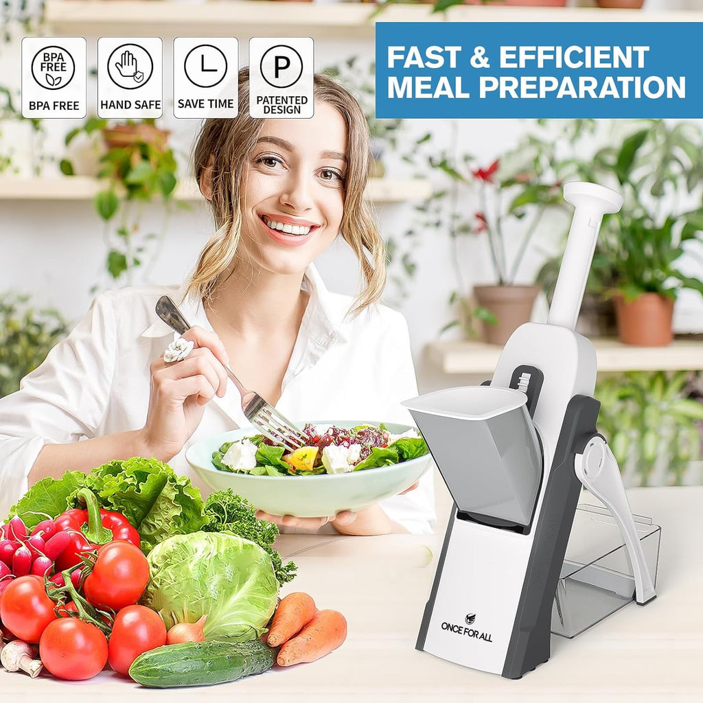 ONCE FOR ALL Mandoline Food Slicer, Adjustable Slices 0.1-8mm, Gray - Image 3