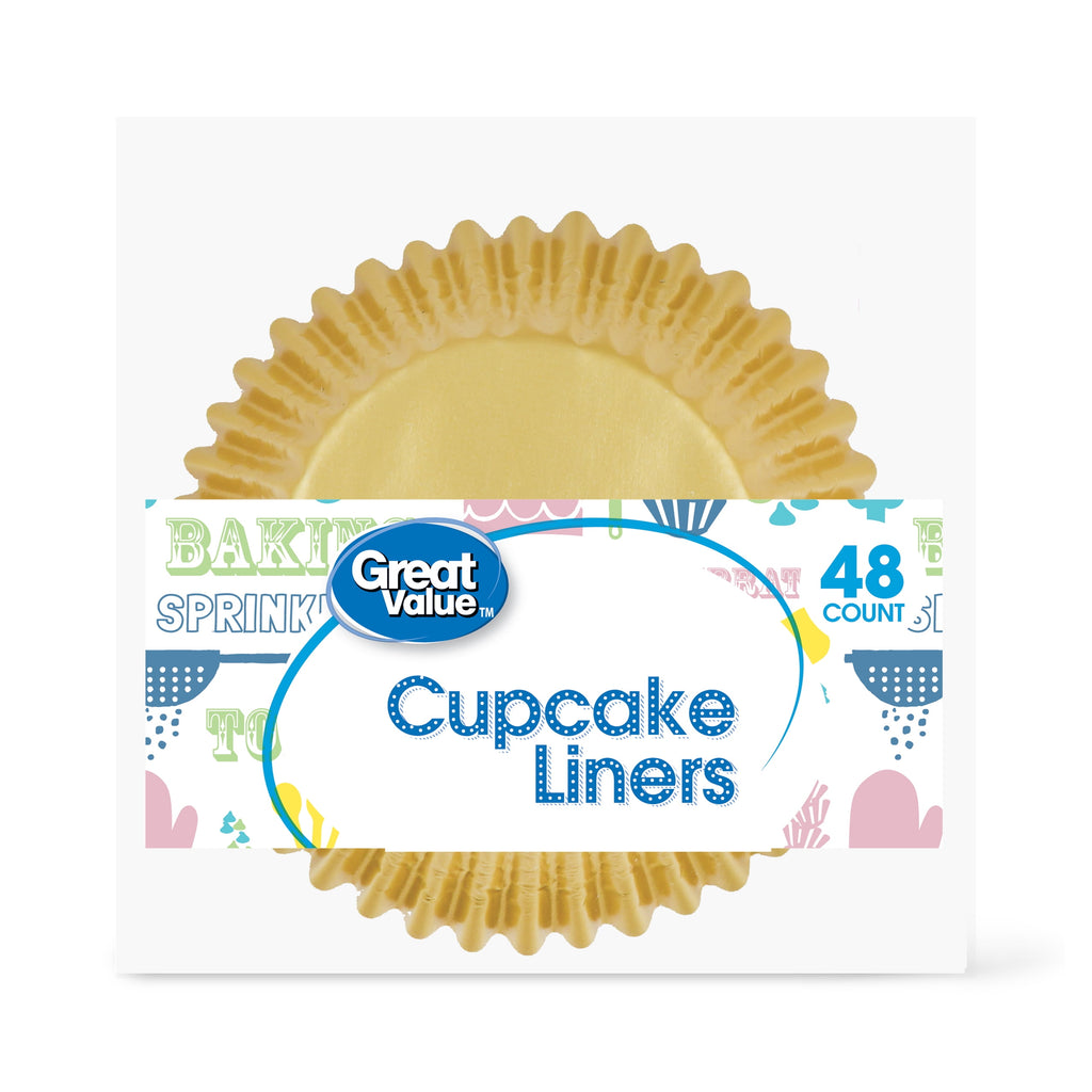 (4 pack) Great Value Cupcake Liners, Gold, 48 Count - Image 2