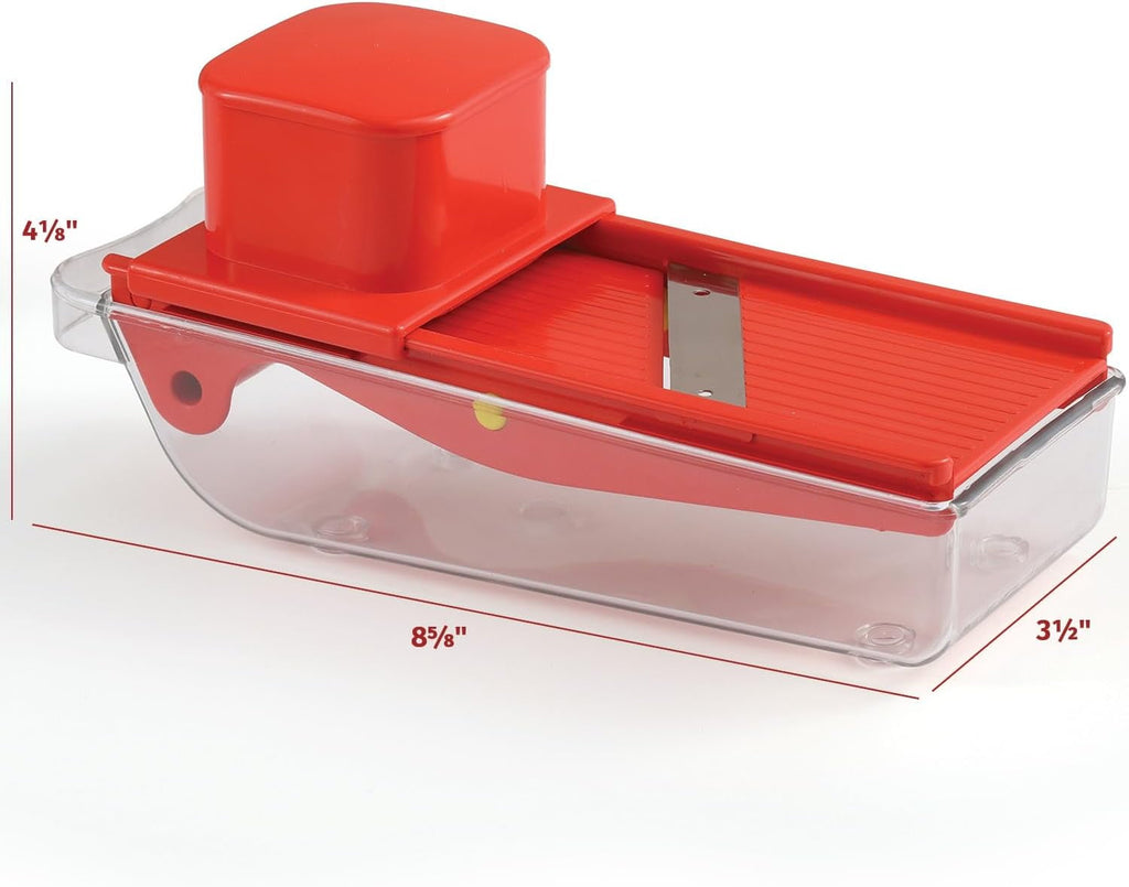 Small Mandoline Slicer Adjustable Vegetable Cutter with Container Red - Image 2