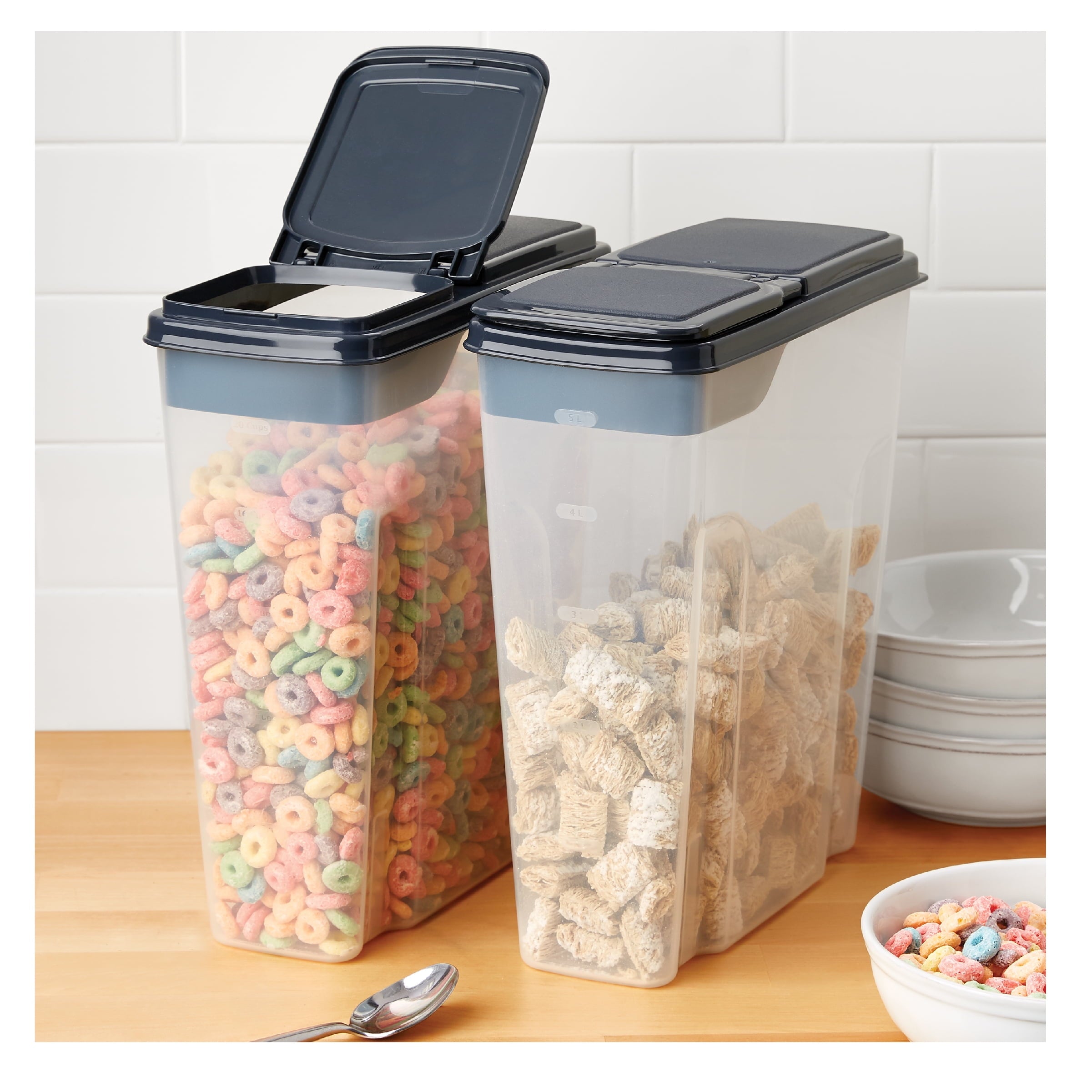 2-Pack Plastic Cereal Keeper Storage Containers, Kitchen Pantry Organizer Canisters for Cereal and Dry Food Storage, ... - Image 6