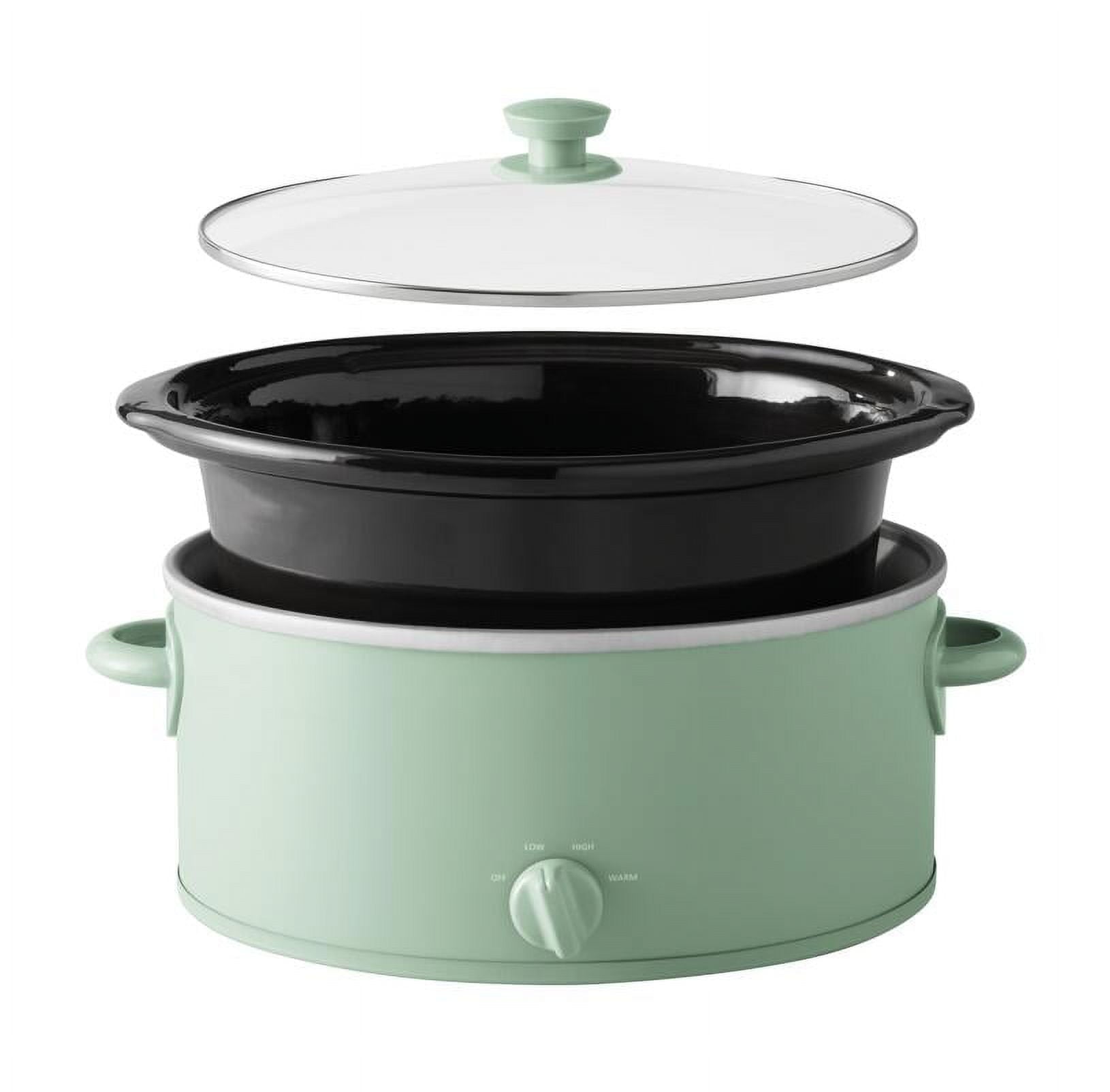 Mainstays 6 Quart Manual Slow Cooker, Green Sage - Image 4