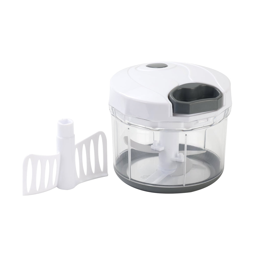 1qt Pull Chopper, free , SS Blades, Food Contact Safe Material , White & Grey, Weight 320g - Image 2