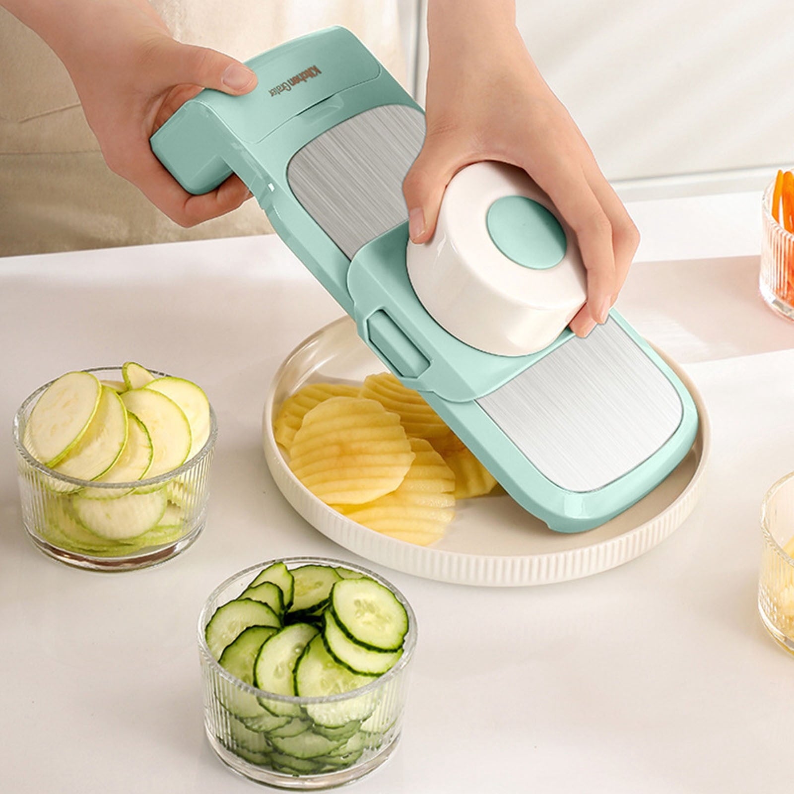 2 Pcs Multifunctional Vegetable Cutter Kitchen Gadget for Slicing Dicing Grating, Efficient Food Prep Tool, Potato Cu... - Image 2