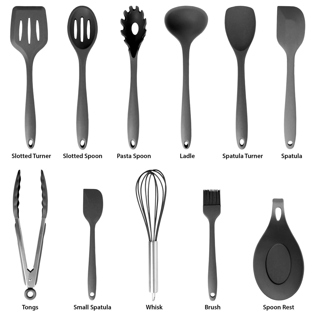 MegaChef Black 12 Piece Silicone Cooking Utensils - Image 2