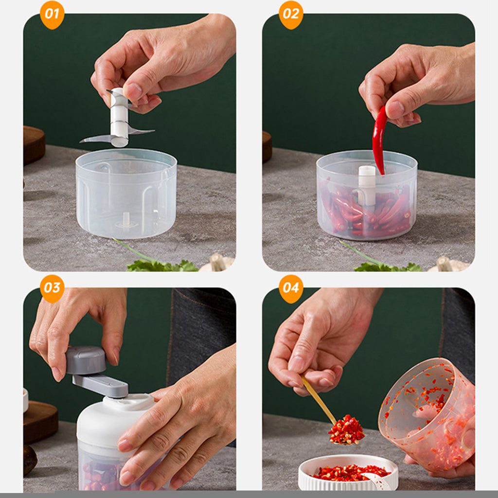 Food Chopper Handheld Manual Vegetable Cutter | 3-Speed Meat Grinder & Garlic Chopper | Stainless Steel Blades | 250m... - Image 5