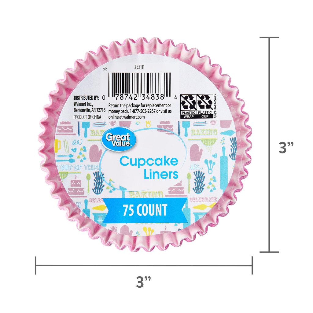 Great Value Cupcake Liners, Pink, 75 Count - Image 6