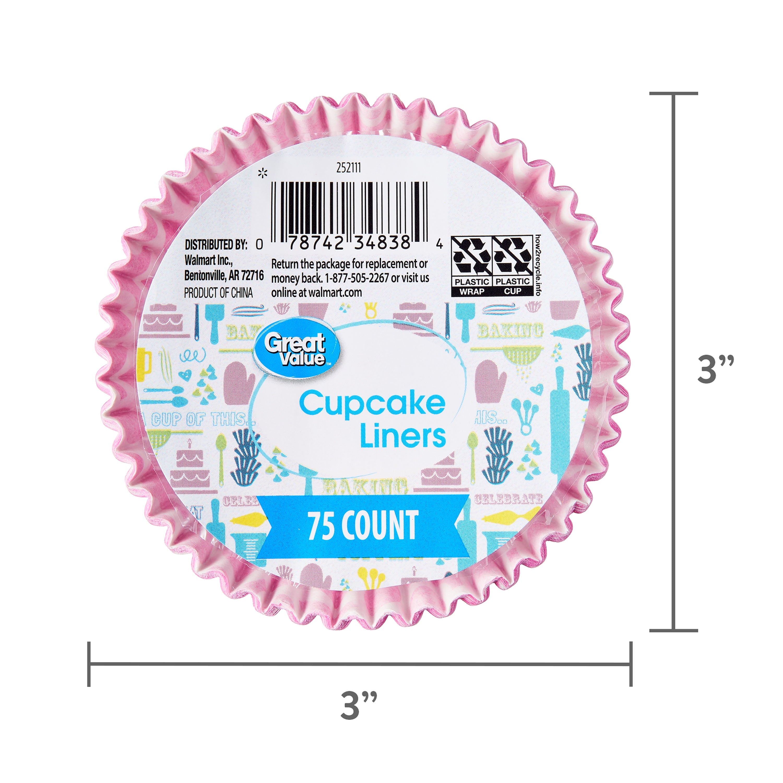 Great Value Cupcake Liners, Pink, 75 Count - Image 6