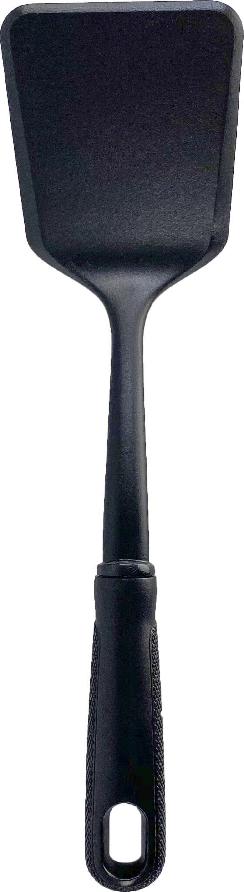 (8 pack) Solid Kitchen Turner, Nylon, Black, Diamond Pattern Handle - Image 2