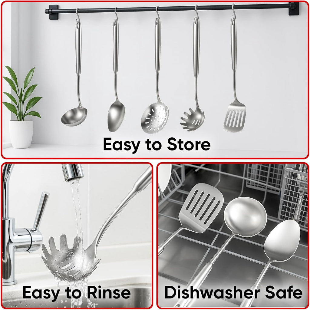 6 Pcs Cooking Utensils Set Stainless Steel Kitchen Tools - Image 6