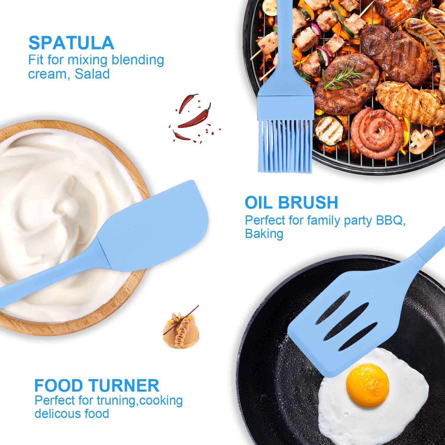 Silicone Cooking Utensils Sets, 5-Piece Kitchen Utensil Set 600F Heat Resistant Non-stick Rubber Cookware Kitchen Sil... - Image 5