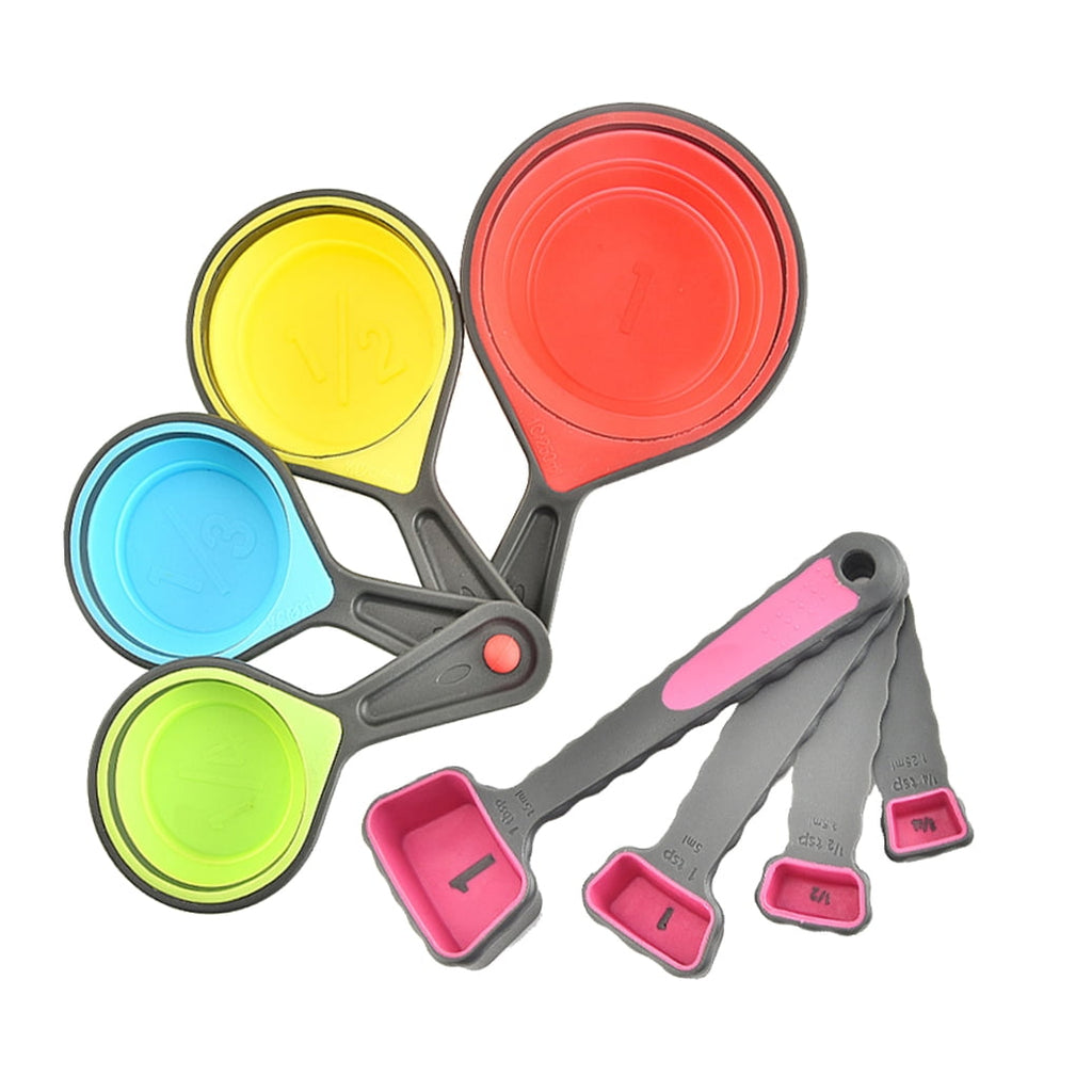 4 in 1 Silicone Telescopic Measuring Cups and 4 in 1 Measuring Spoons with Scale Measure Cups Spoons Kit Kitchen Tool... - Image 4