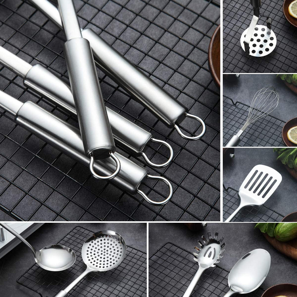 Cooking Utensils Set 8 Piece, Stainless Steel Kitchen Utensils Set with Utensil Holder, Kitchen Tool Set and Caddy - Image 6