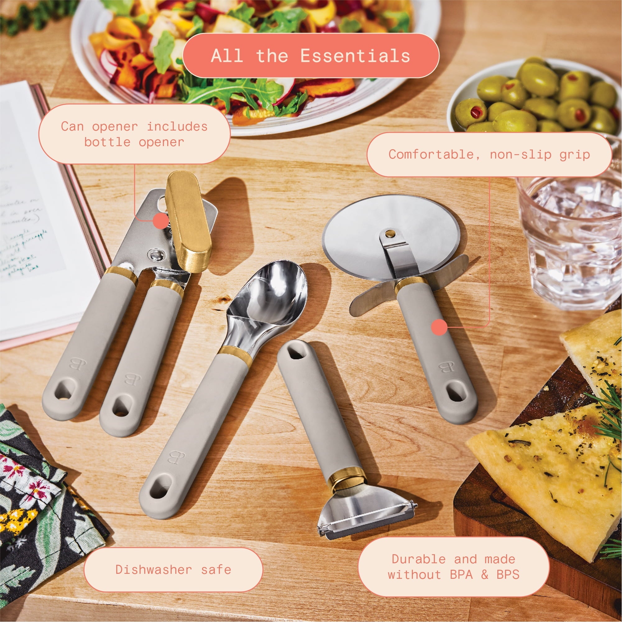 Beautiful 4-Piece Essentials Gadget Set, Porcini Taupe by Drew Barrymore - Image 3