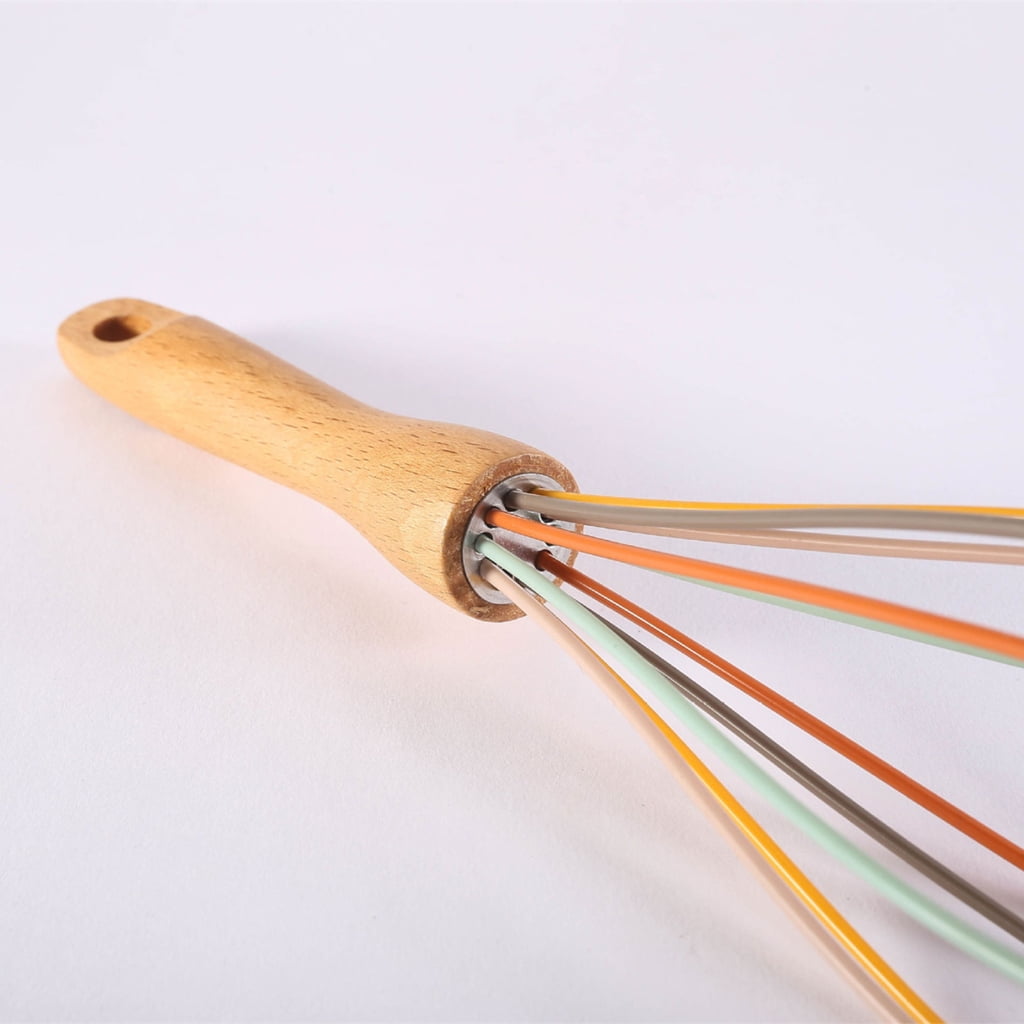 Woodens Handle Eggs Beater Handys Kitchen Tool Manual Silicone Whisks for Women - Image 6