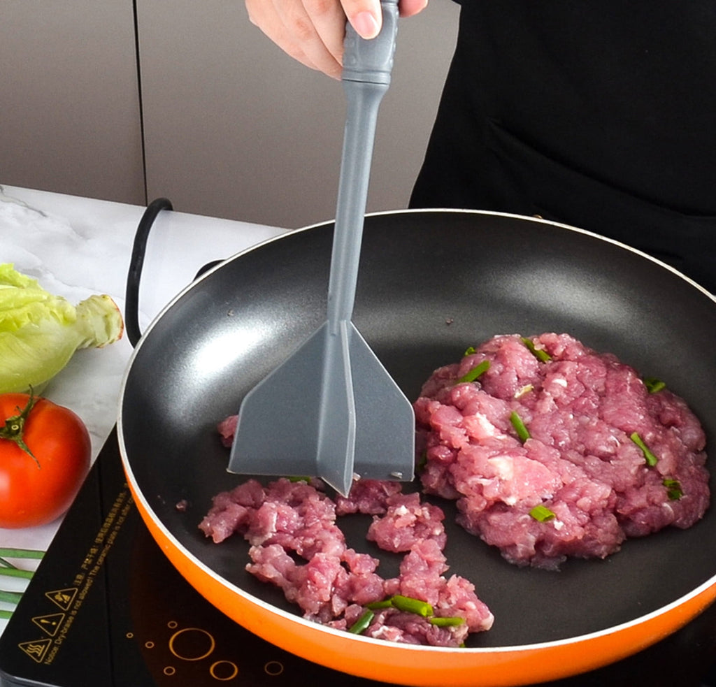 Stainless Steel Hamburger Meat Chopper,4-Blade Stirrer,Long Handle Design for Cooking,Mixing Meat,Potato Prep,Kitchen... - Image 6