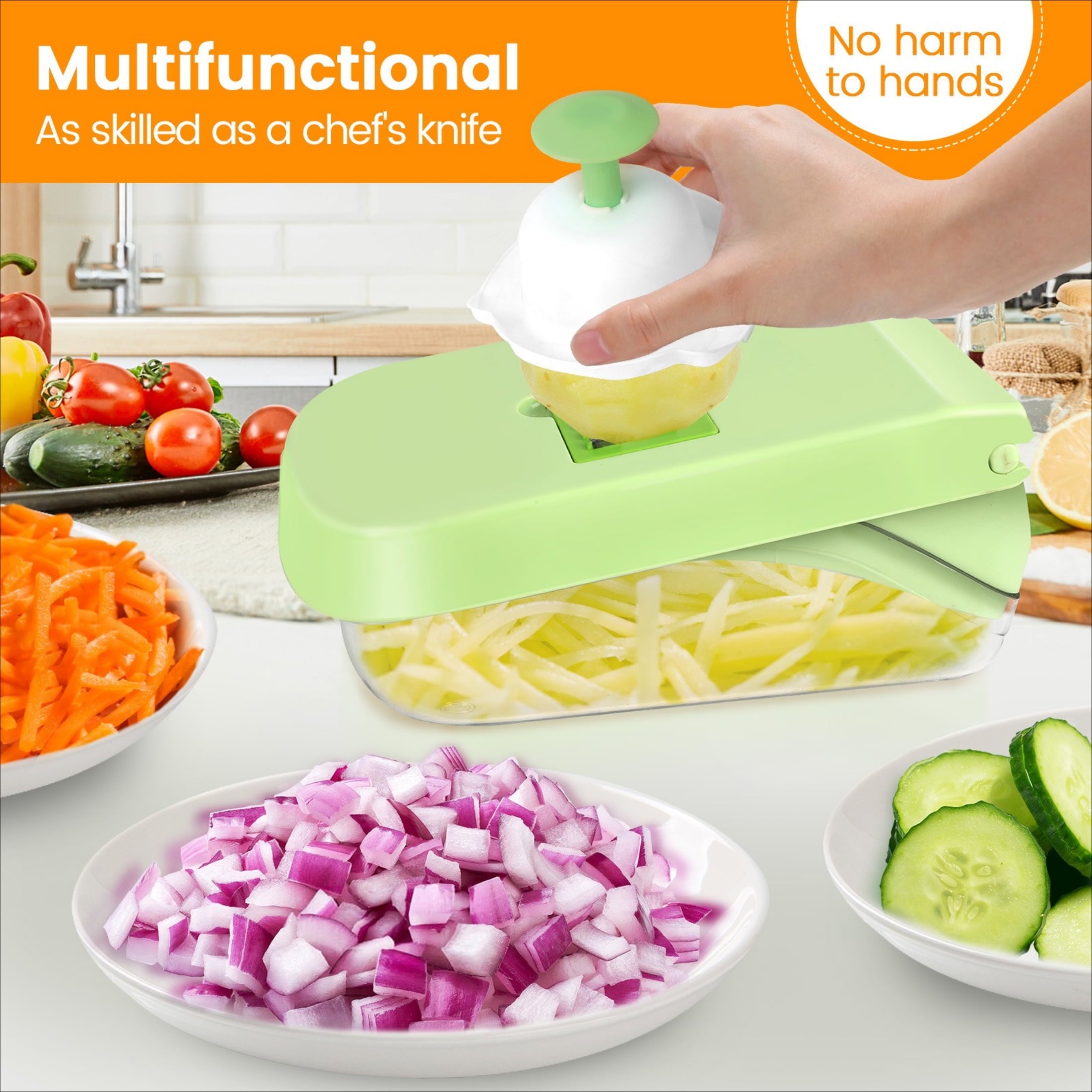 with 8 Blades & Container Mandoline Slicer & Shredder for Potato, Onion, Salad, Essential Kitchen Gadget - Image 5