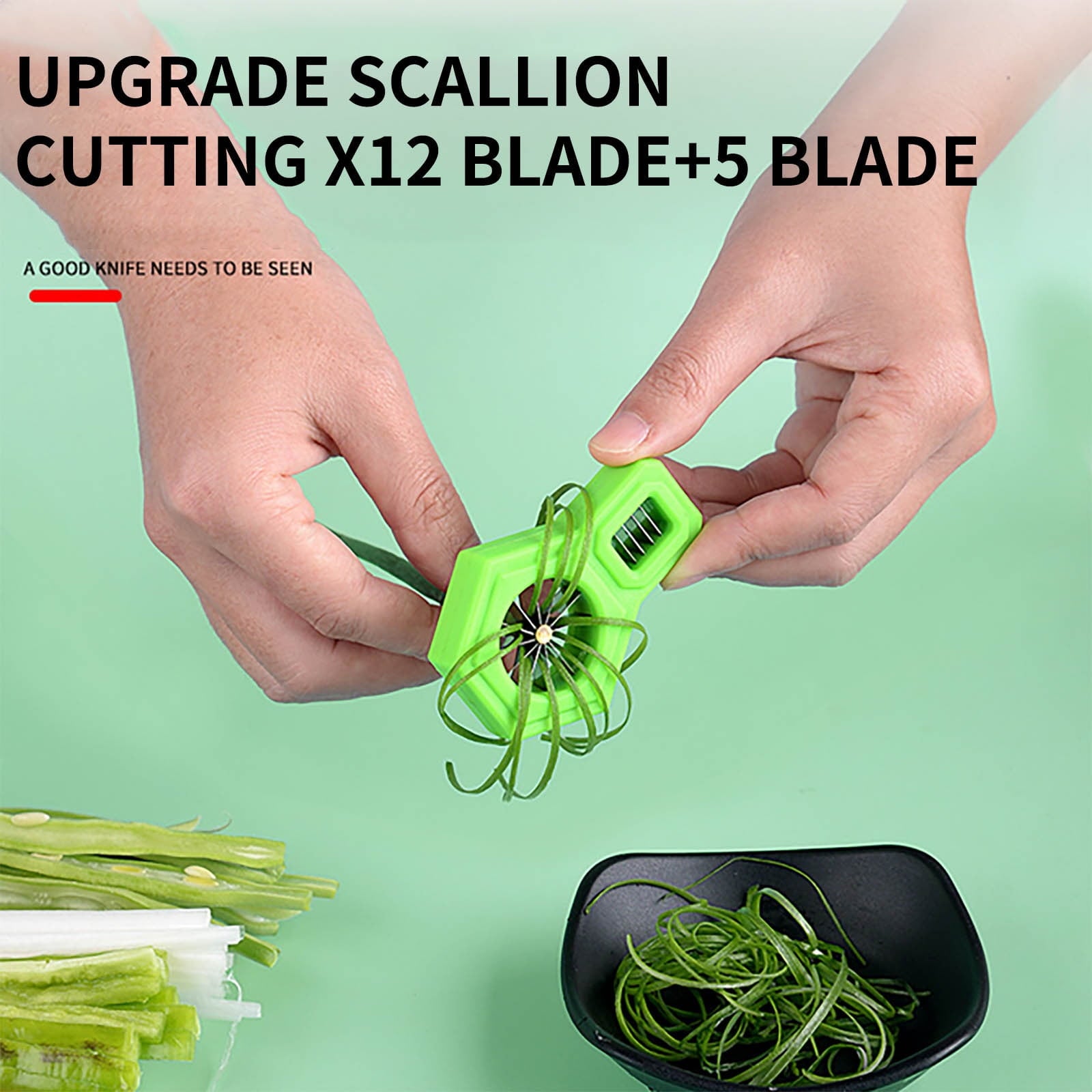KTFgvq Kitchen Vegetable Cutter, Efficient Food Prep Tool, Manual Chopper Device, Quick Slicing and Dicing, for Home Cooking Tasks, Green - Image 4