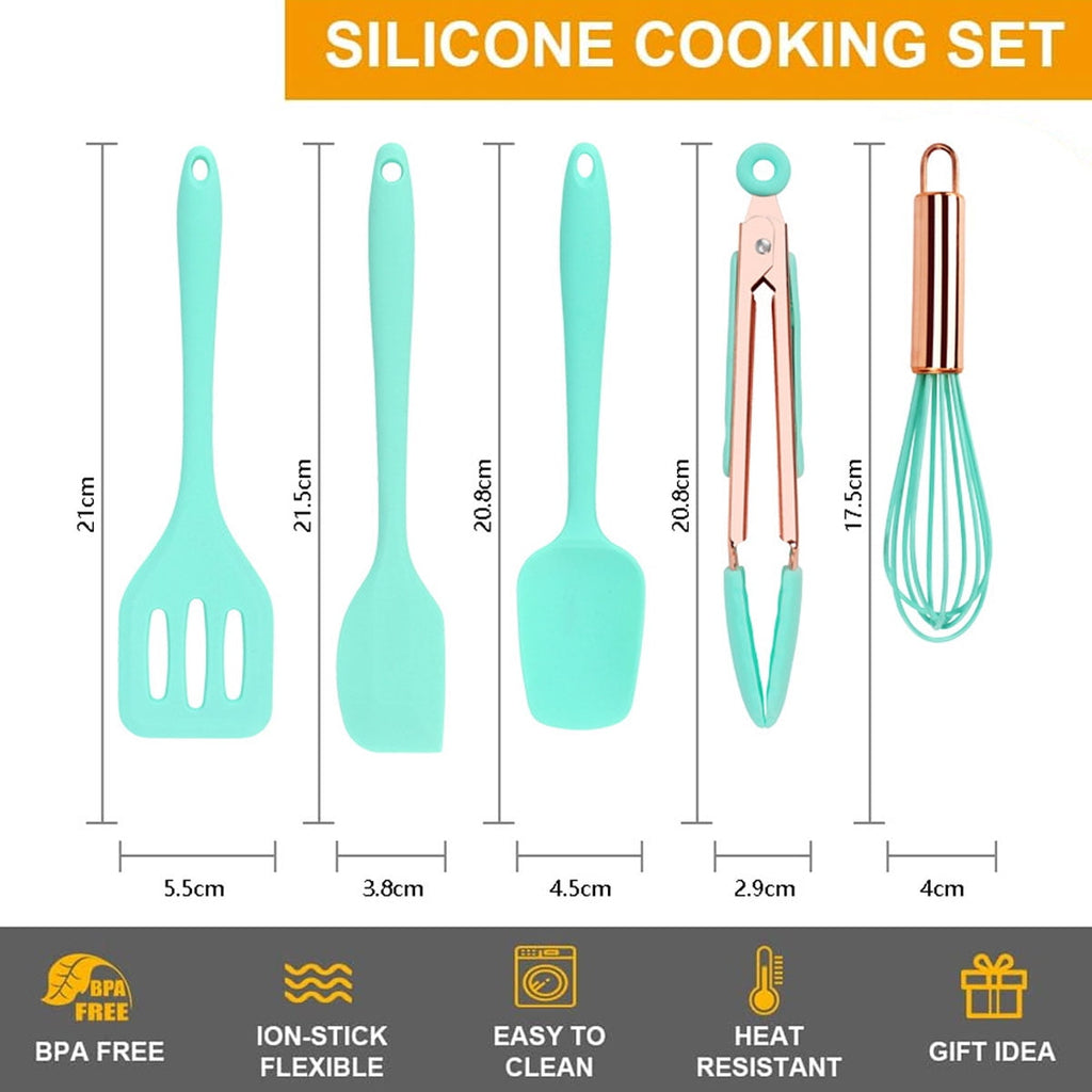 Mini Spatula And Mini Kitchen Utensil Set Small Five-Piece Set Tiny Silicone Kids Kitchen Tools Whisk Spatula Tongs S... - Image 4