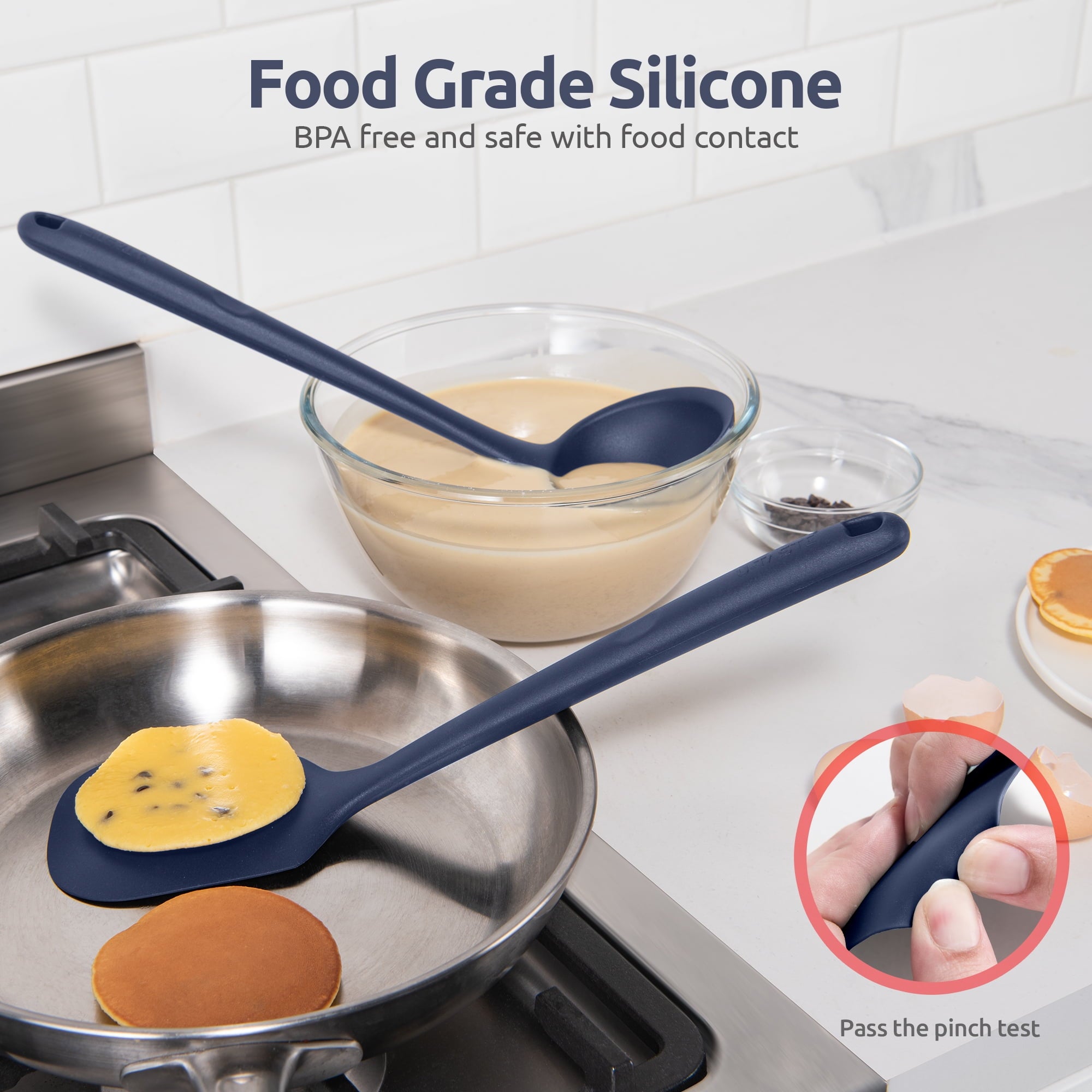 Silicone Kitchen Cooking Utensil Set: 446°F Heat Resistant 13.6in Long Kitchen Gadgets, BPA Free Non Stick Rubber Coo... - Image 4