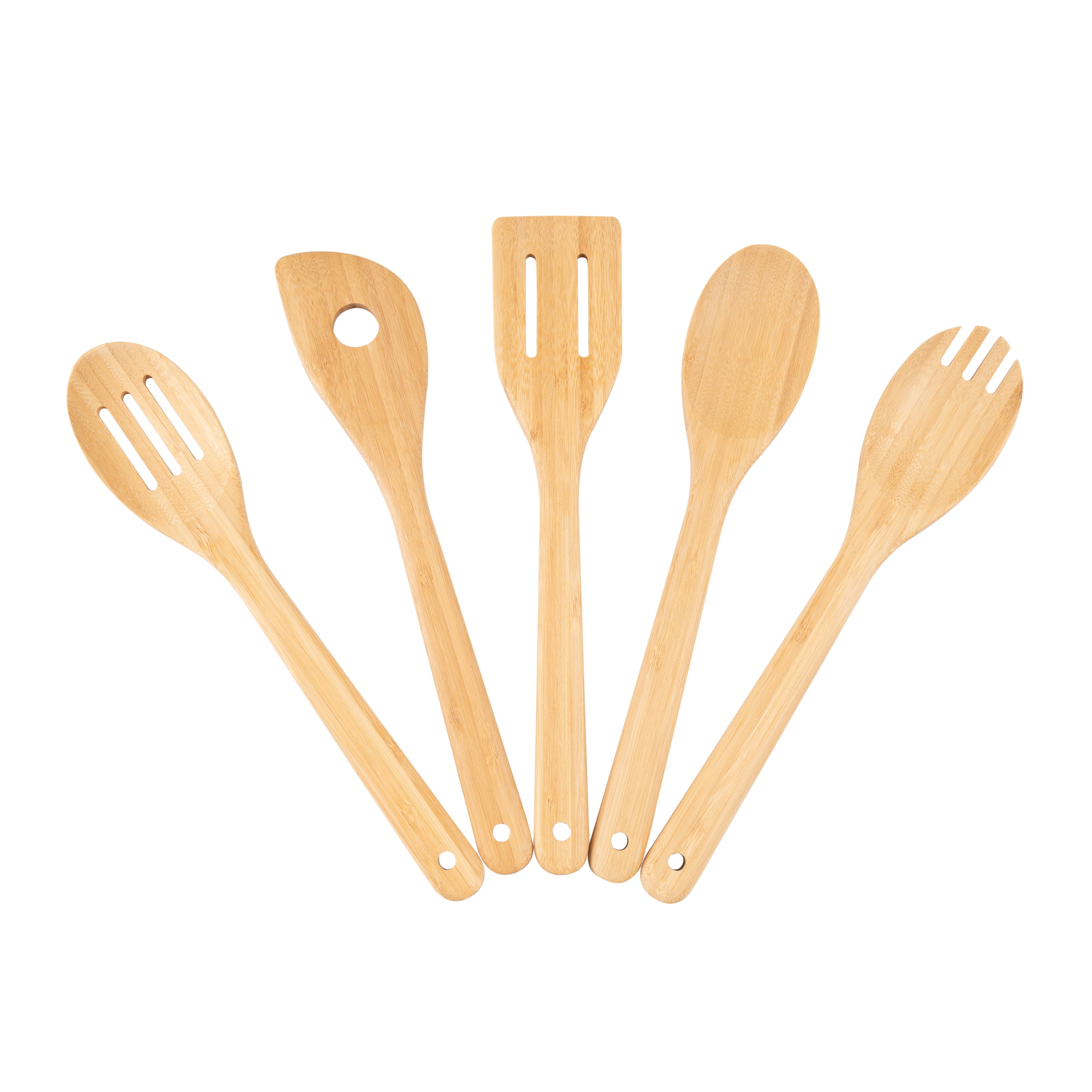 5pk Bamboo Spoons for Cooking, Kitchen Essential Tools Set - Image 3