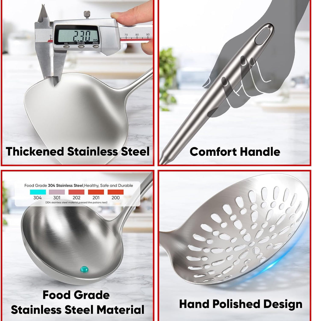 6 Pcs Cooking Utensils Set Stainless Steel Kitchen Tools - Image 4