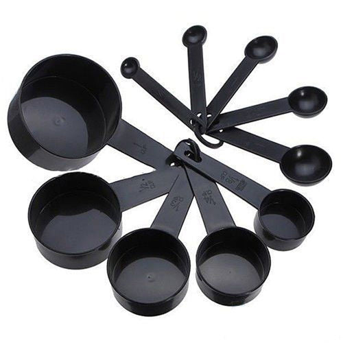 10-Piece Plastic Measuring Cups and Spoons Set - Baking & Cooking Tools with Exact Measurements (1/8 Cup to 1 Cup, 1/...