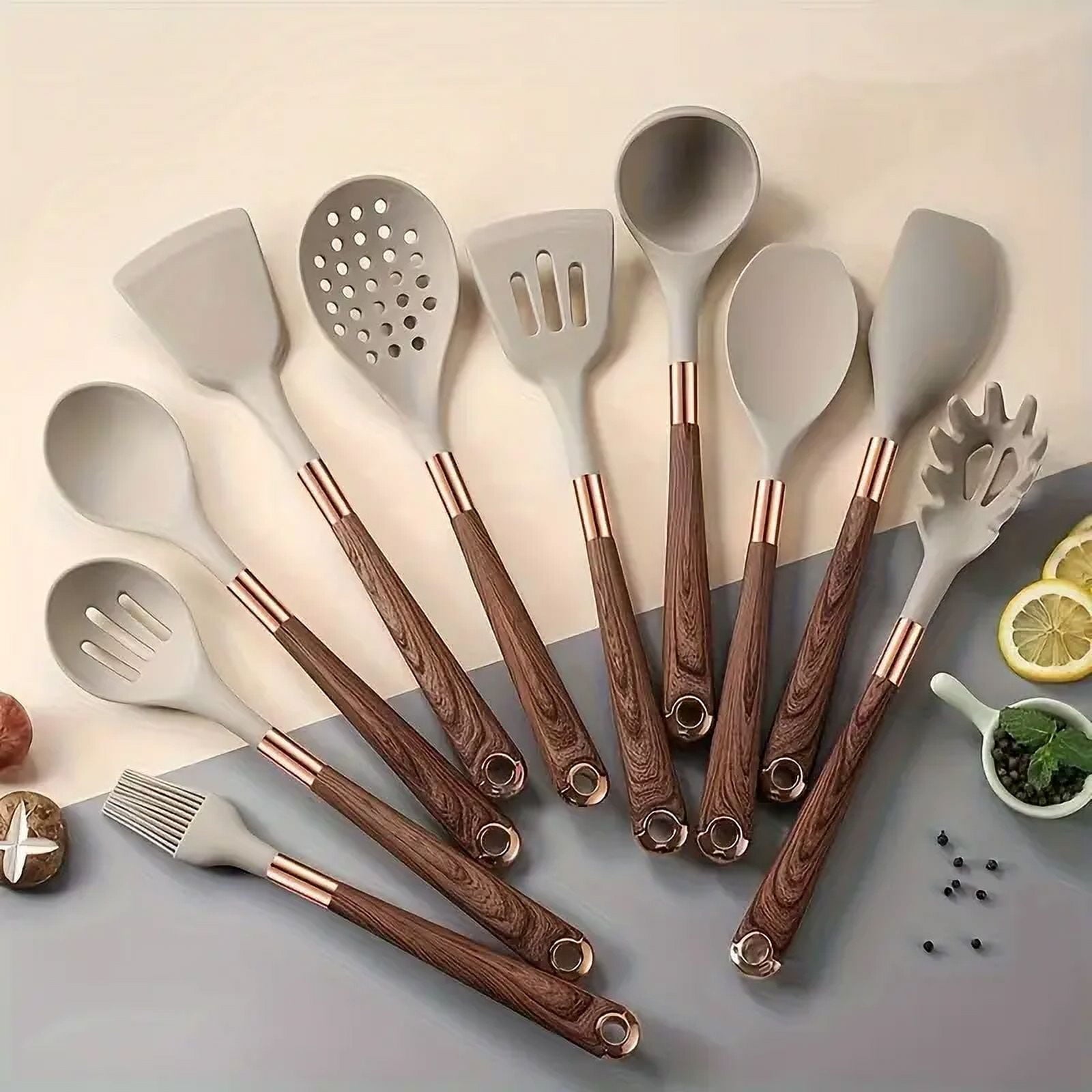 10-Piece Premium Non-Stick Silicone Kitchen Utensil Set - Tool & Gadget Sets for Effortless Cooking - Easy to Clean, ...