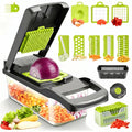 10-in-1 Vegetable Chopper Mandoline Slicer, 8 Blade Food Cutter with Colander Basket & Storage Case