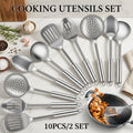 10Pcs Kitchen Cooking Utensils Set Metal Stainless Steel Spoons and Spatula with Ergonomic Handle Utensil for Cooking...