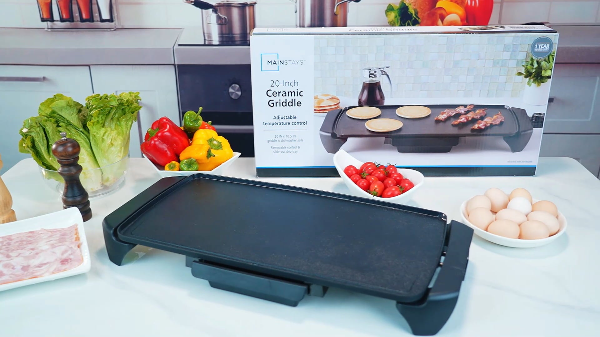 20 Electric Griddle - Non-Stick, Temperature Control,1500 W,Ceramic Coating - Image 6