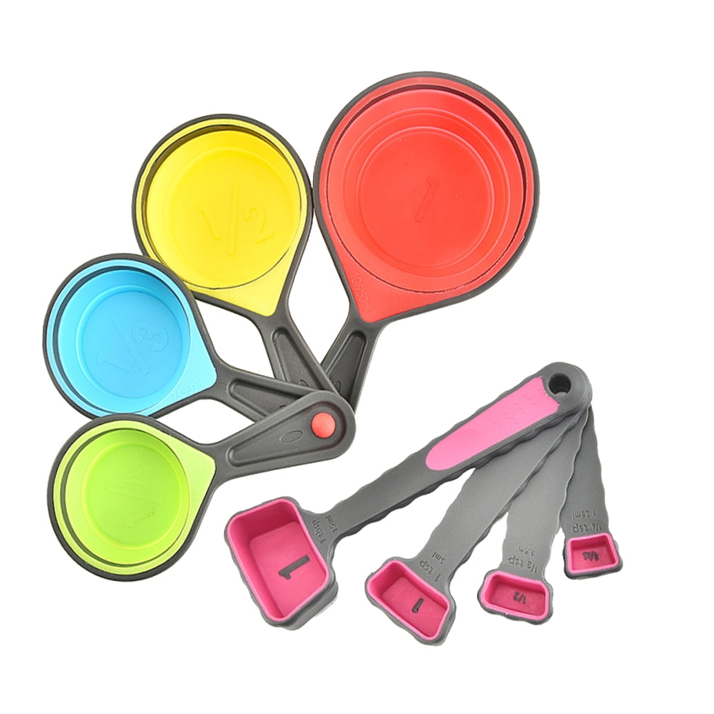 4 in 1 Silicone Telescopic Measuring Cups and 4 in 1 Measuring Spoons with Scale Measure Cups Spoons Kit Kitchen Tool... - Image 4