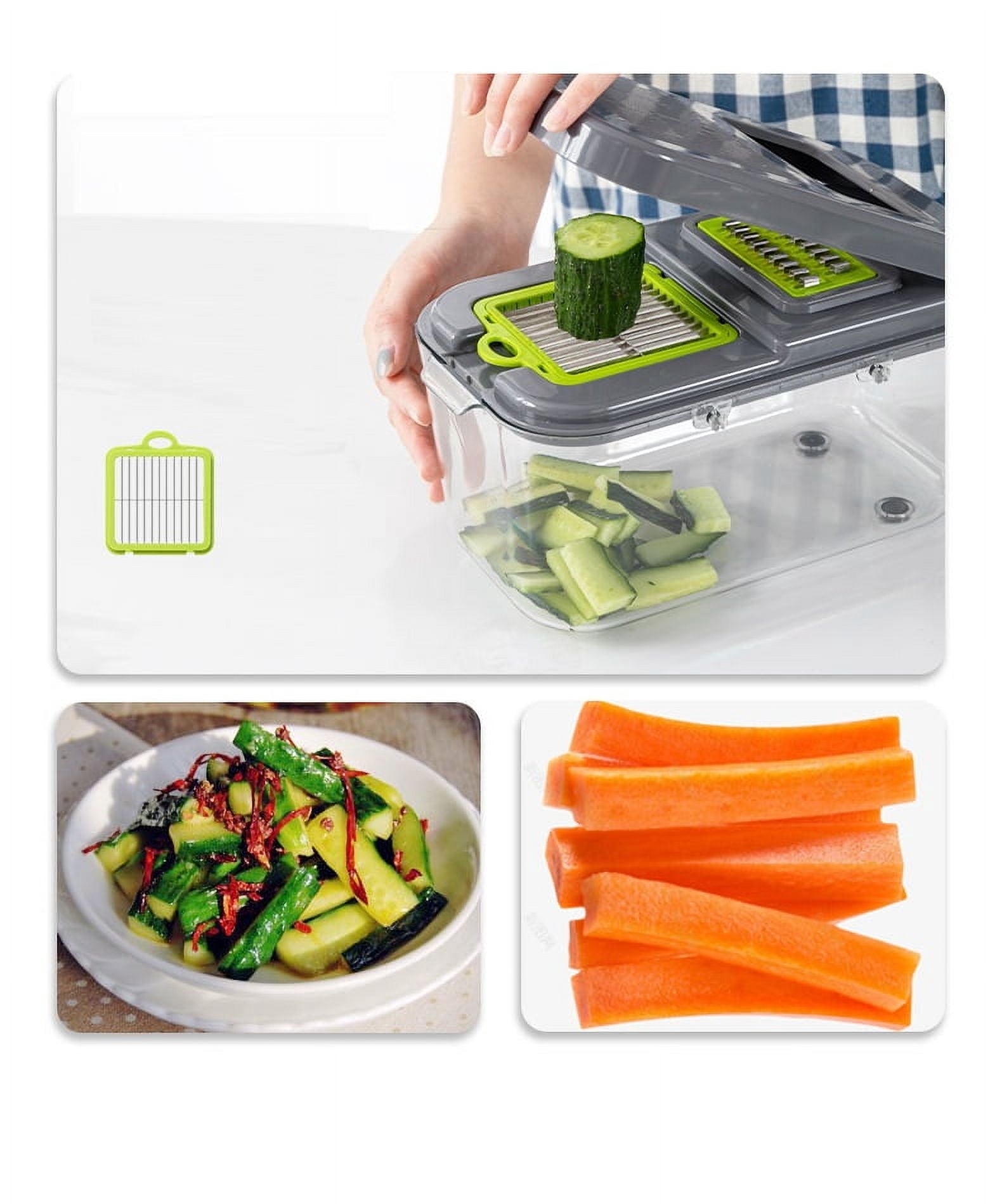 22-in-1 Vegetable Slicer Cutter Machine with Colander Basket, Multifunctional Durable Chopper for Fruits, Garlic, Zoodles, Cheese, Salad Pre - Image 6