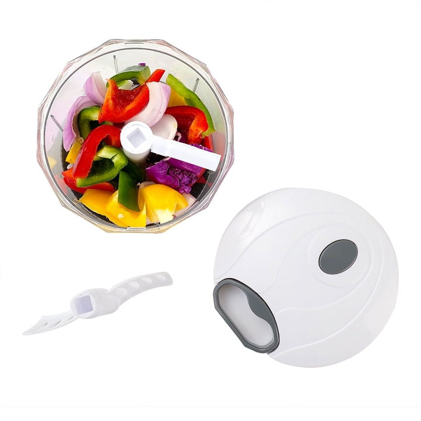 1qt Pull Chopper, free , SS Blades, Food Contact Safe Material , White & Grey, Weight 320g - Image 3