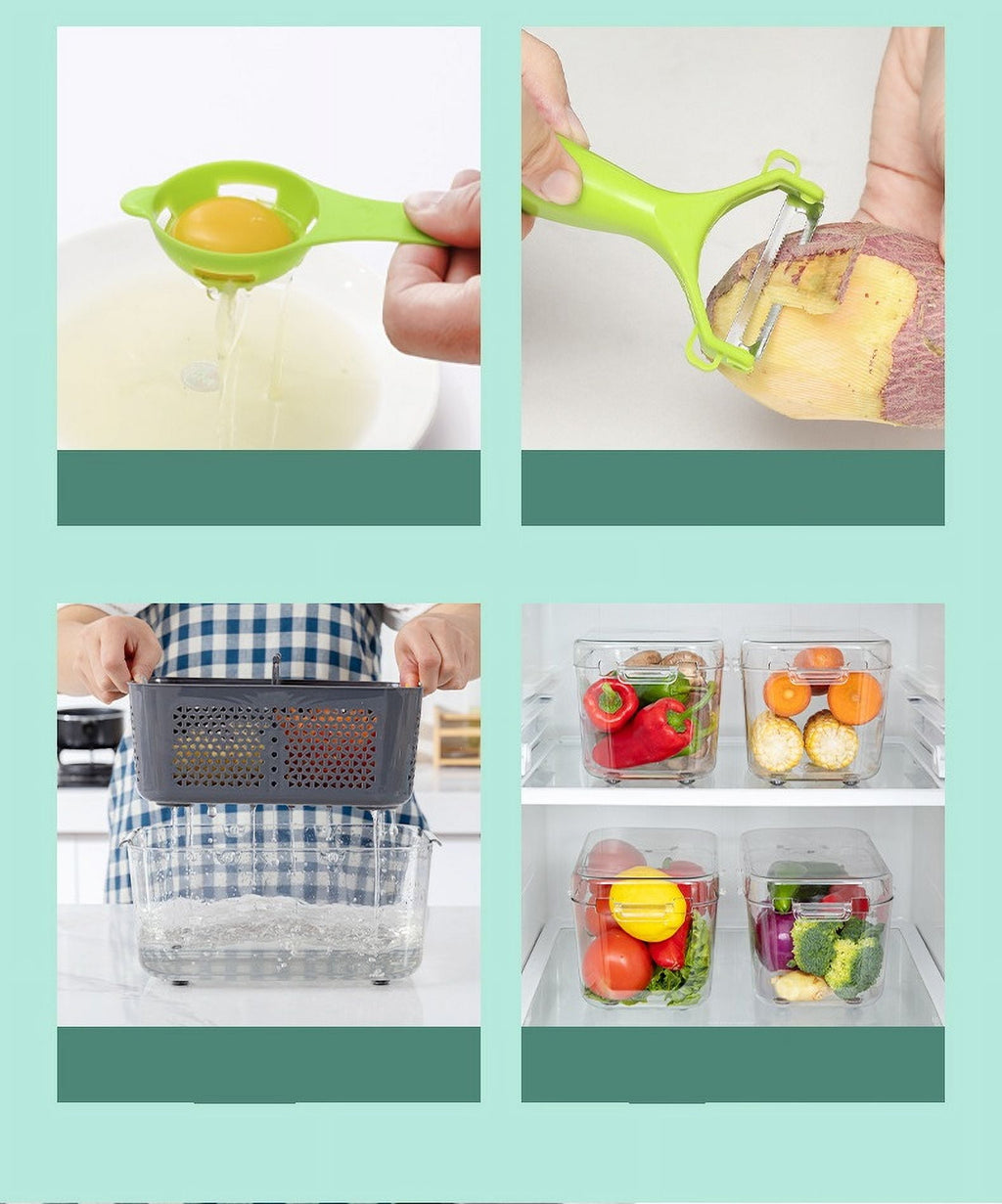 22-in-1 Vegetable Slicer Cutter Machine with Colander Basket, Multifunctional Durable Chopper for Fruits, Garlic, Zoodles, Cheese, Salad Pre - Image 5