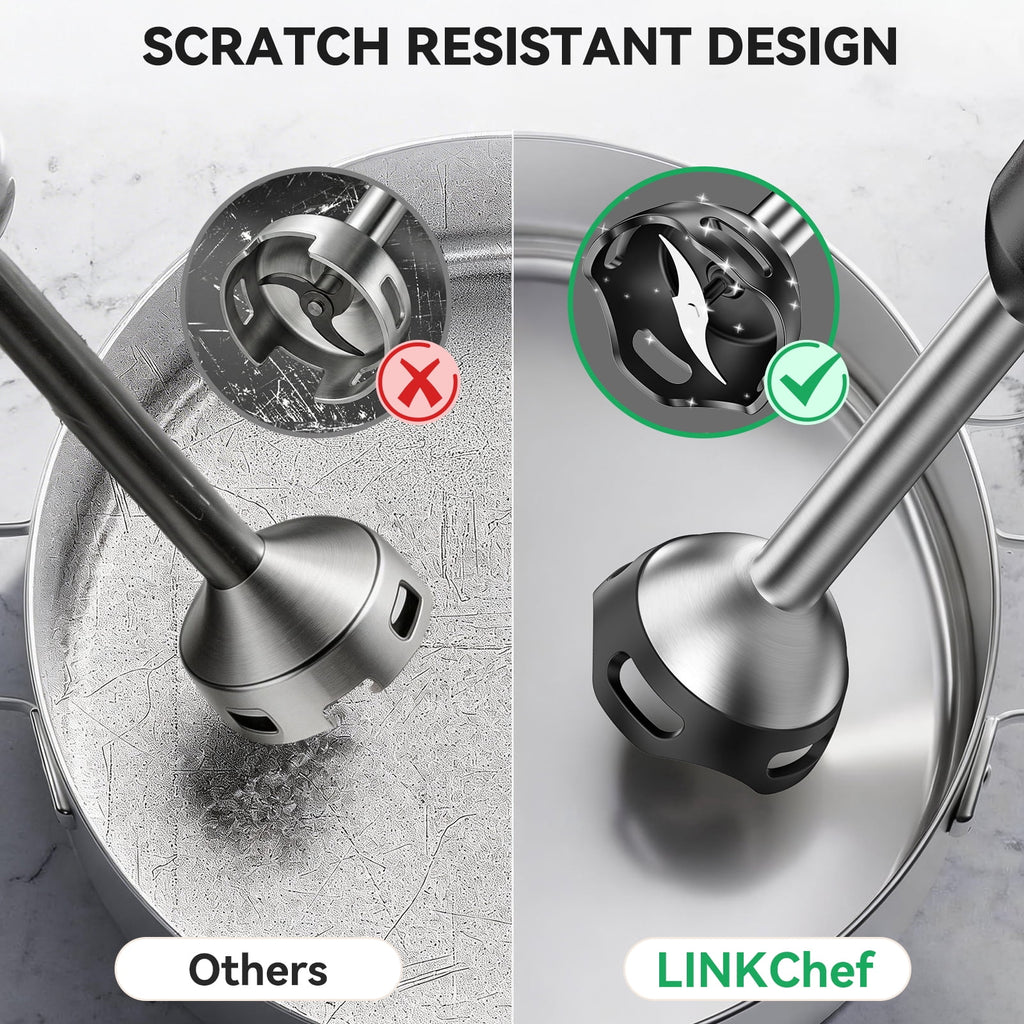 LINKChef Immersion Blender, 1000W 20-Speed 5-in-1 Immersion Hand Blender with Turbo Mode, Scratch-Resistant Stick Blender for Baby Food Proc - Image 2