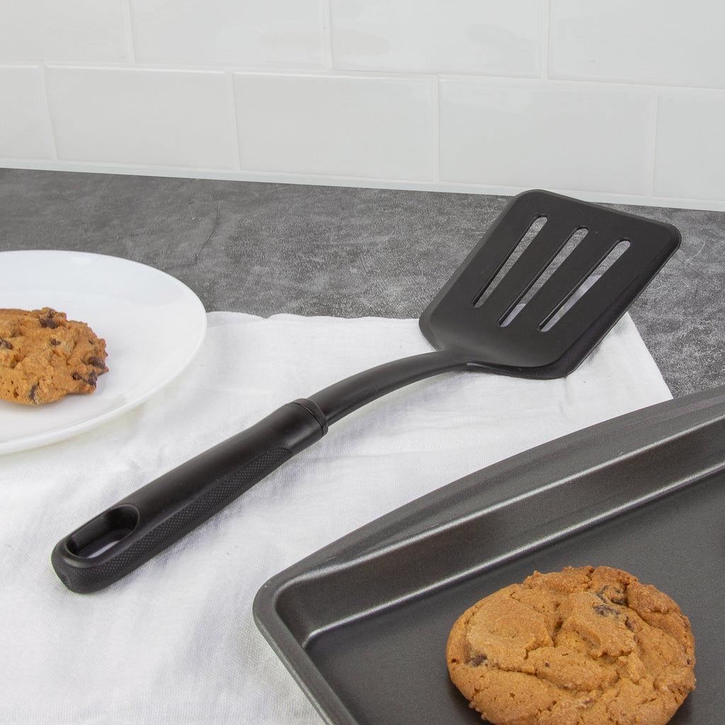 (8 pack) Mainstays Nylon Slotted Kitchen Turner with Soft Grip Handle, Black - Image 6